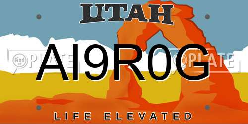 AI9R0G Utah License Plate