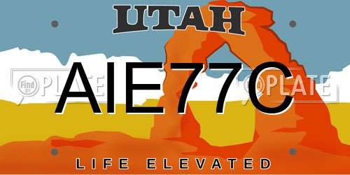 AIE77C Utah License Plate