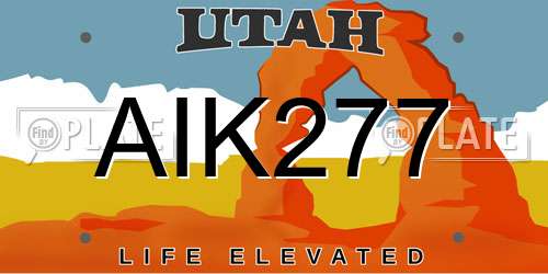 AIK277 Utah License Plate