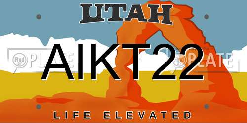 AIKT22 Utah License Plate