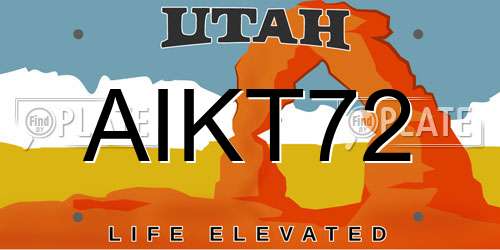 AIKT72 Utah License Plate