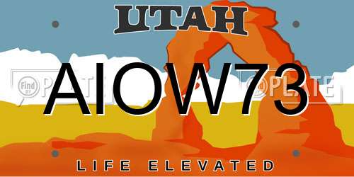 AIOW73 Utah License Plate