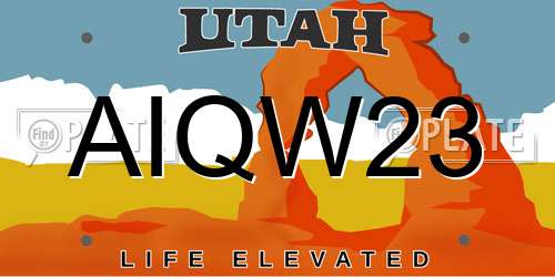 AIQW23 Utah License Plate