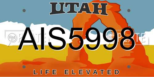 AIS5998 Utah License Plate