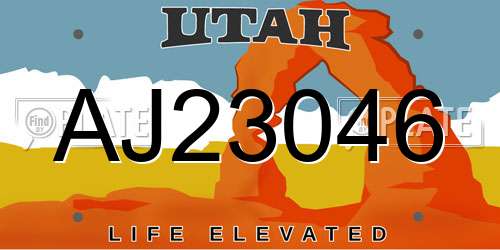AJ23046 Utah License Plate