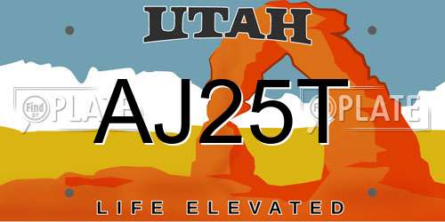 AJ25T Utah License Plate