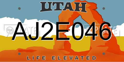 AJ2E046 Utah License Plate