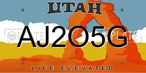 AJ2O5G Utah License Plate