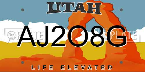 AJ2O8G Utah License Plate
