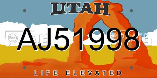 AJ51998 Utah License Plate