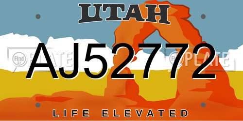 AJ52772 Utah License Plate