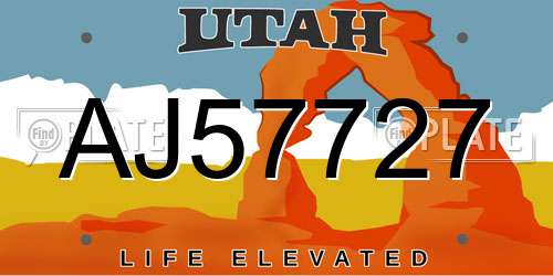 AJ57727 Utah License Plate
