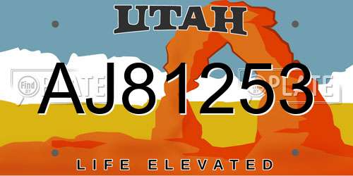 AJ81253 Utah License Plate