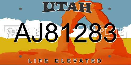 AJ81283 Utah License Plate