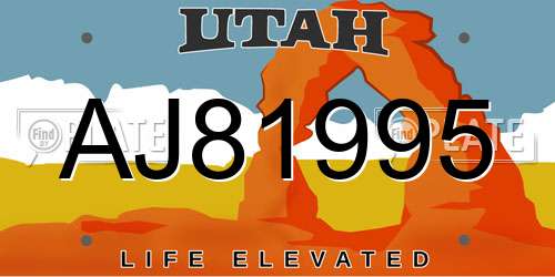 AJ81995 Utah License Plate