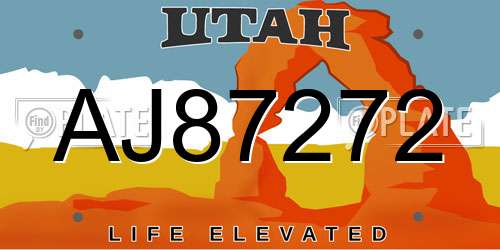 AJ87272 Utah License Plate