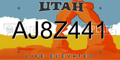 AJ8Z441 Utah License Plate