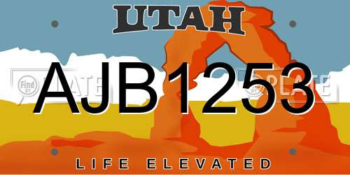AJB1253 Utah License Plate