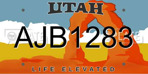 AJB1283 Utah License Plate