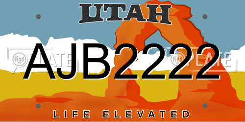 AJB2222 Utah License Plate