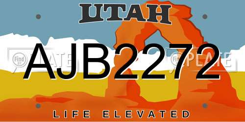 AJB2272 Utah License Plate