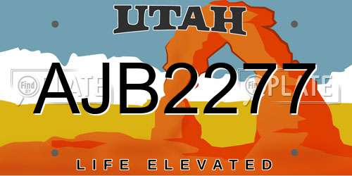 AJB2277 Utah License Plate