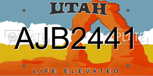 AJB2441 Utah License Plate