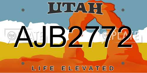 AJB2772 Utah License Plate