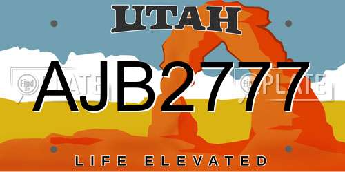 AJB2777 Utah License Plate