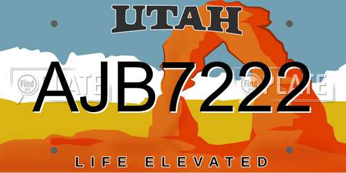 AJB7222 Utah License Plate