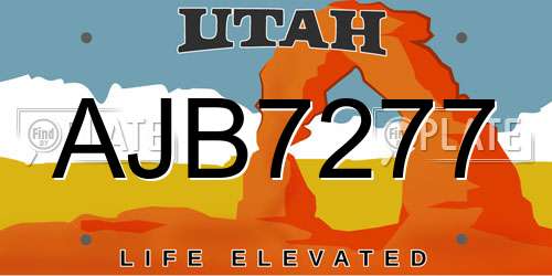 AJB7277 Utah License Plate