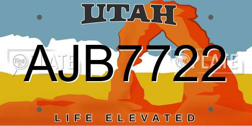 AJB7722 Utah License Plate