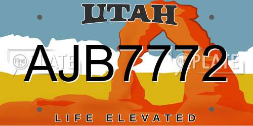 AJB7772 Utah License Plate