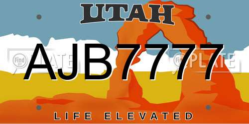 AJB7777 Utah License Plate