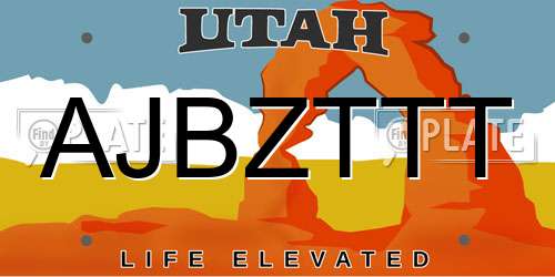 AJBZTTT Utah License Plate