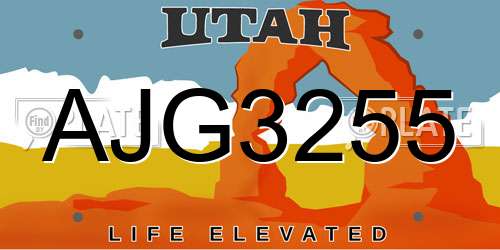 AJG3255 Utah License Plate