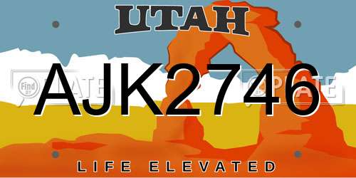 AJK2746 Utah License Plate