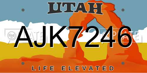 AJK7246 Utah License Plate