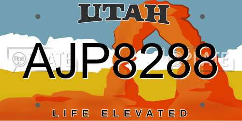 AJP8288 Utah License Plate