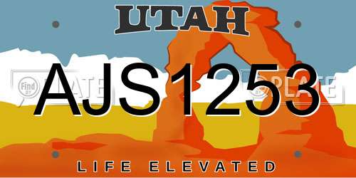 AJS1253 Utah License Plate