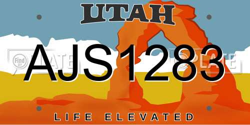 AJS1283 Utah License Plate
