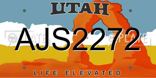 AJS2272 Utah License Plate