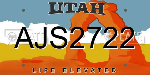 AJS2722 Utah License Plate