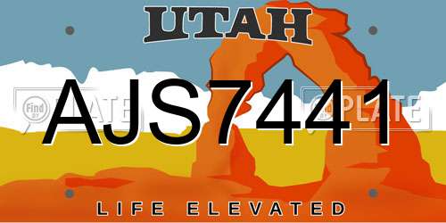 AJS7441 Utah License Plate
