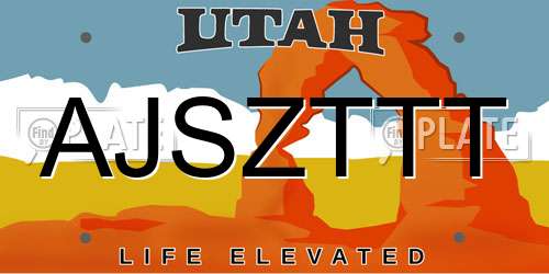 AJSZTTT Utah License Plate
