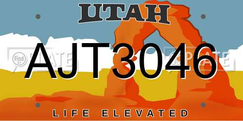 AJT3046 Utah License Plate