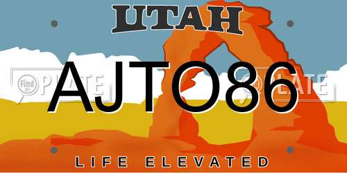 AJTO86 Utah License Plate