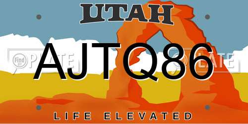 AJTQ86 Utah License Plate