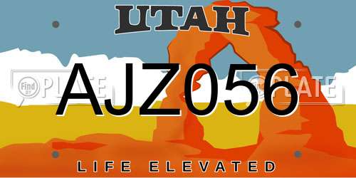 AJZ056 Utah License Plate