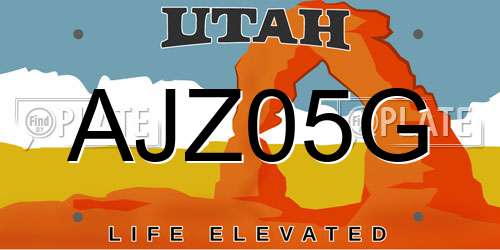AJZ05G Utah License Plate